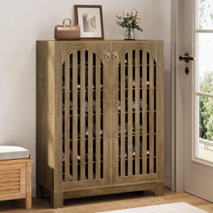 6-Tier Shutter Door Shoe Cabinet, Adjustable Shelves
