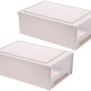 2pcs Stackable Storage Drawer Organizers for Makeup and Clothes Plastic Desktop Storage Bins for Use Versatile Drawer Units Capacity