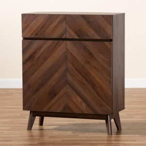 Walnut Brown Finished Wood Shoe Cabinet