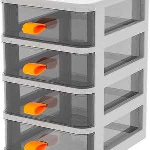Desktop Storage Box,Office Desk Drawer Organizer and Accessories, White Plastic Drawers 4 layers