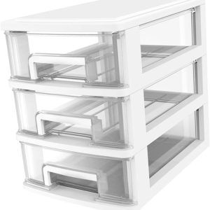 Three-layer Plastic Drawer Storage Cabinet Medium White Organizer for Desktop for Office Bathroom and Living Room Sundries Organization