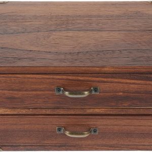 Wooden Organizer with 2 Drawers Desktop Vintage Storage Box Multifunctional Small Cabinets for Makeup Jewelry File Paper Sundry Containers for Home Office