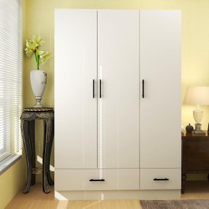 Modern White Armoire Wardrobe Closet with 3 Doors 2 Drawers and Large Shelves Hanging Rods for Bedroom 71" Tall Freestanding Clothes Storage Cabinet 47.2" W x 18.9" D x 70.8" H