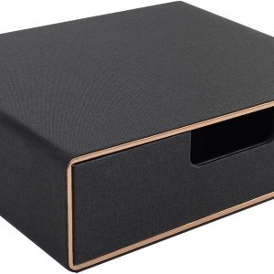 Stackable Organizer Drawer PU Leather Classic Handmade,Organize Home Office Desk Accessories and Sort Letter-Size Paper/a4 Document,Desk Caddy with Drawers Storage Box ,13.1x10x3.7inches,Black