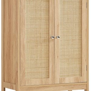 Storage Cabinet, Rattan Cabinet with Adjustable Shelf, for Living Room, Entryway, Kitchen, Home Office, Nature